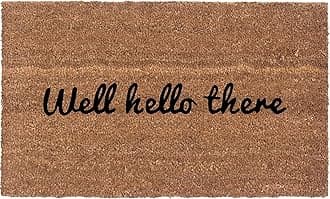 COCO MATS 'N MORE Front Door Mat (22" x 36") - Durable Outdoor Mat to Welcome Guests, Non-Slip with Vinyl Backing, Durable Coconut Coir, Well Hello There