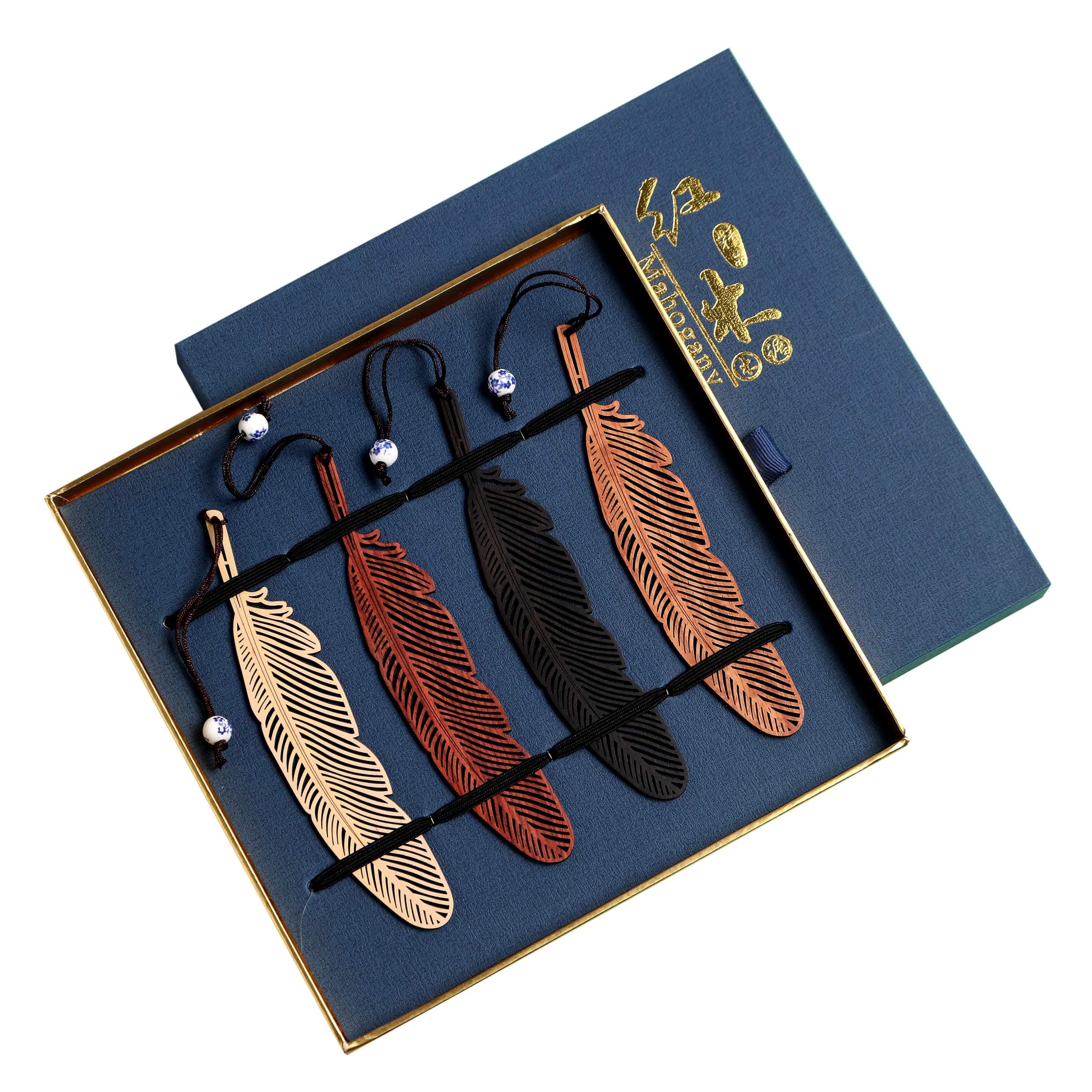 Handmade Wooden Bookmarks - Made from China, and can be Used as a Gift for Students, Teachers, Colleagues, and Friends (one Box - Gift with 4 Bookmarks)