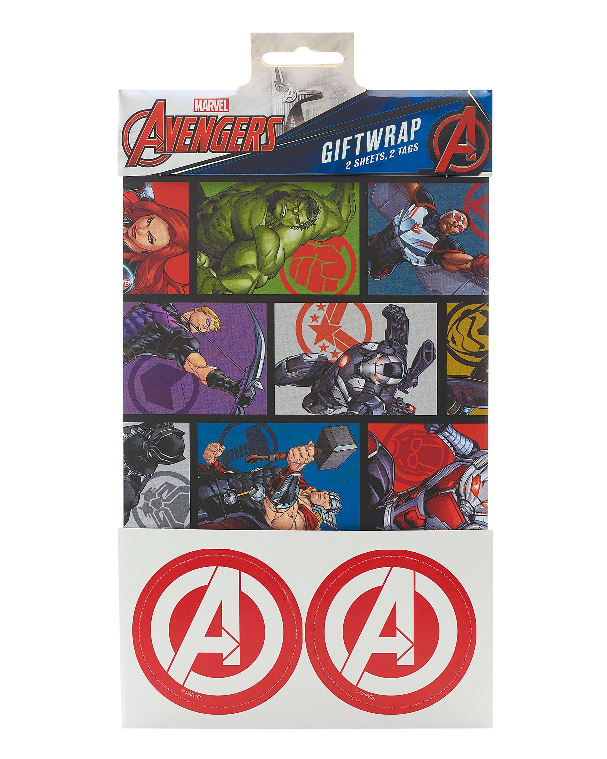 UK Greetings | Marvel Avengers Gift Wrap Pack | Gift Wrapping Set | Birthdays/Weddings/Christmas | Pack of 2 | 180 x 250 x 5 mm