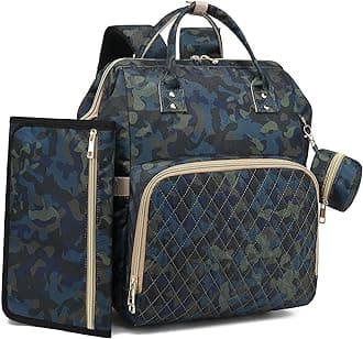 Diaper Bag Backpack with Changing Pad, Pacifier Case, Baby Bag for Boy Girl Toddler - Large, Stylish, Waterproof Travel Diaper Bag for Mom Dad - Baby Shower Registry - Camo