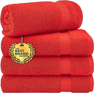 Cotton Paradise 4 Piece Turkish Bath Towels for Bathroom, 100% Cotton Extra Large Soft Plush Towels Bathroom Set, Red