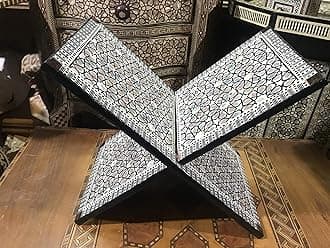 Egyptian Handmade Islamic Muslim Quran Holder Stand Beech Wood Inlaid Mother of Pearl 16.8" M01