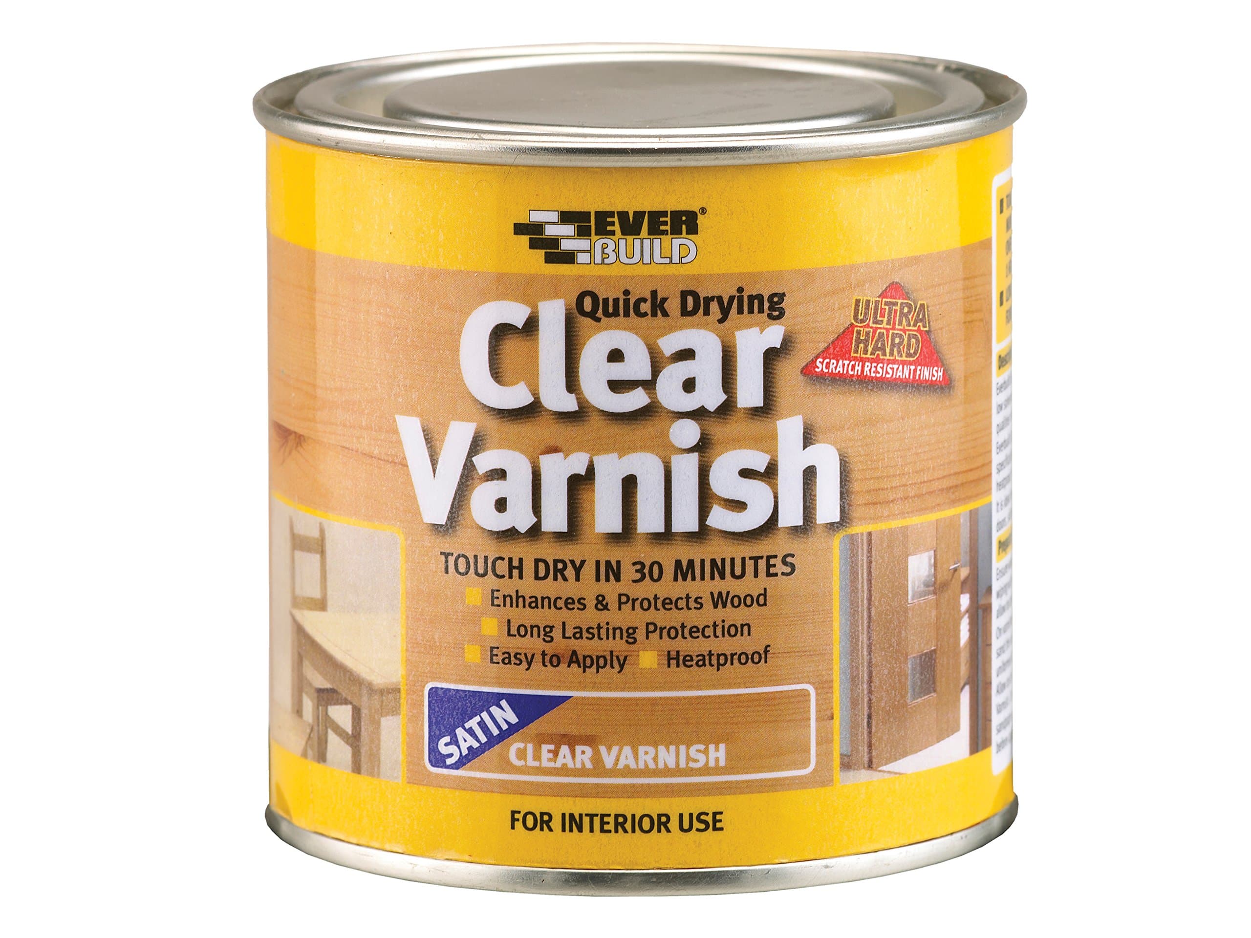 Quick Drying Clear Varnish – Indoor Use – Ideal For Interior Wood – Scratch-Resistant – Satin Finish – 250ml