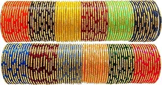 Hand Kkrafts Multicolor traditional Glass bangles chudi set of 144 for womens and girls