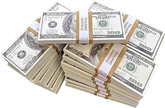 Big Screen Stacks | PROP MONEY DOLLARS | 25 Stacks x $10,000. Realistic American money | Extra Bank Straps included - Authentic movie money, Fake Cash for TV, Casino, play and learning