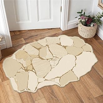 Area Rugs 2x3 for Entryway, Machine Washable Rugs for Entrance Living Room, Modern Irregular Abstract Indoor Door Mat Soft Rug, Special-Shaped Non Slip Carpet with Rubber Backing, Panelled Beige