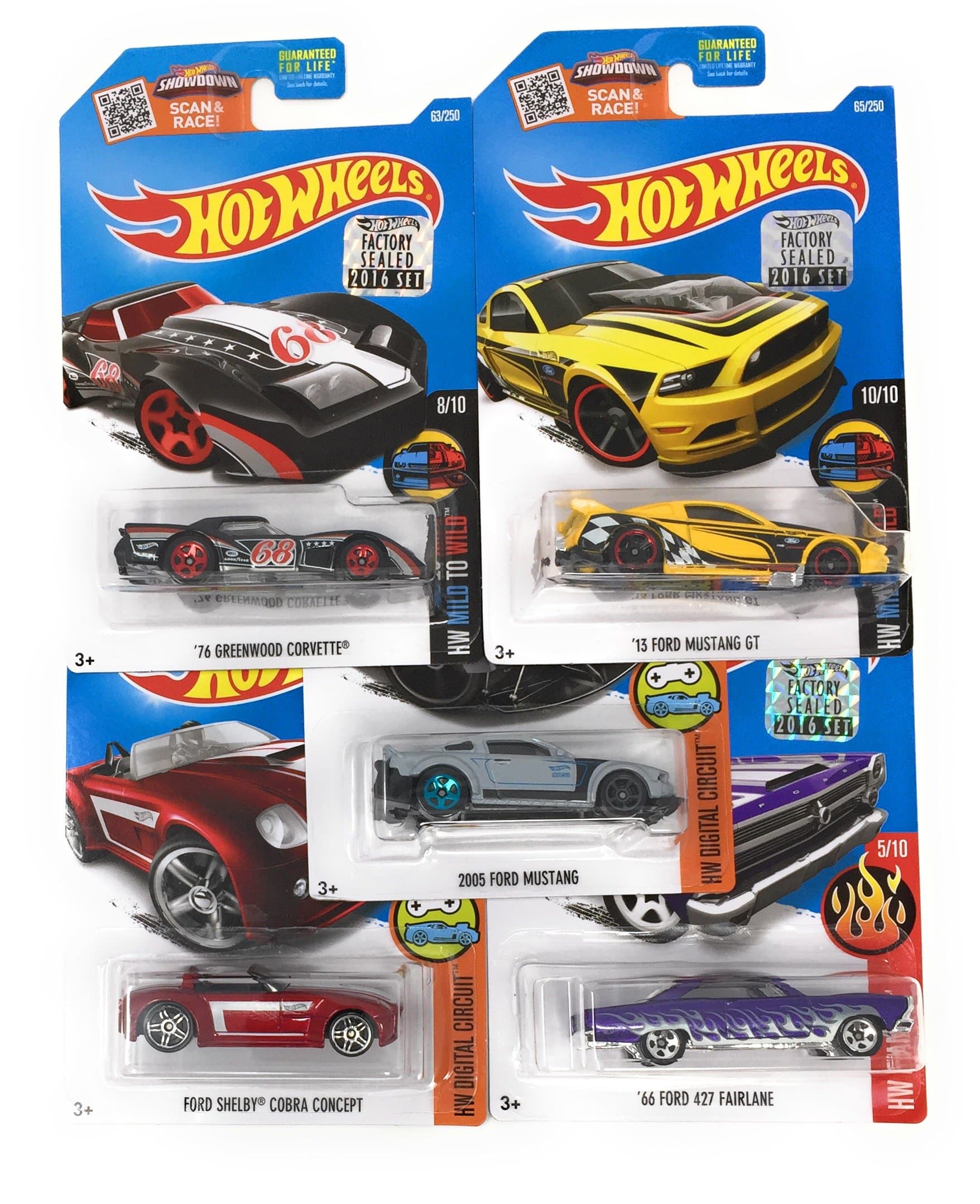 Muscle Car Madness 5 Pack Random Diecast Bundle Set with Various Corvettes, Mustangs, Camaros, Chargers, GTO"s, Firebirds, Shelby, and More