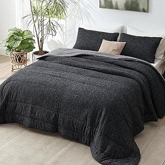 Bedsure Comforter Set - Cooling and Warm Bed Set, Charcoal Black Reversible For All Season, 3 Pieces, 1 Queen Size Comforter (88"x88") and 2 Pillow Cases (20"x26")