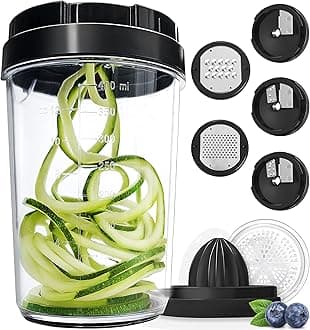 8-in-1 Zucchini Spaghetti Zoodle Maker Cheese Grater Veggie Slicer Handheld Spiralizer Lemon Squeezer Citrus Juicer
