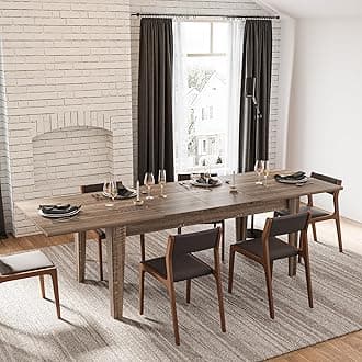kevinplus 106.3'' Extendable Dining Table Kitchen Table for 6-8, Modern Mid-Century Rectangle Multifunctional Dining Room Table Kitchen Table for Living Room Apartment, Dark Oak