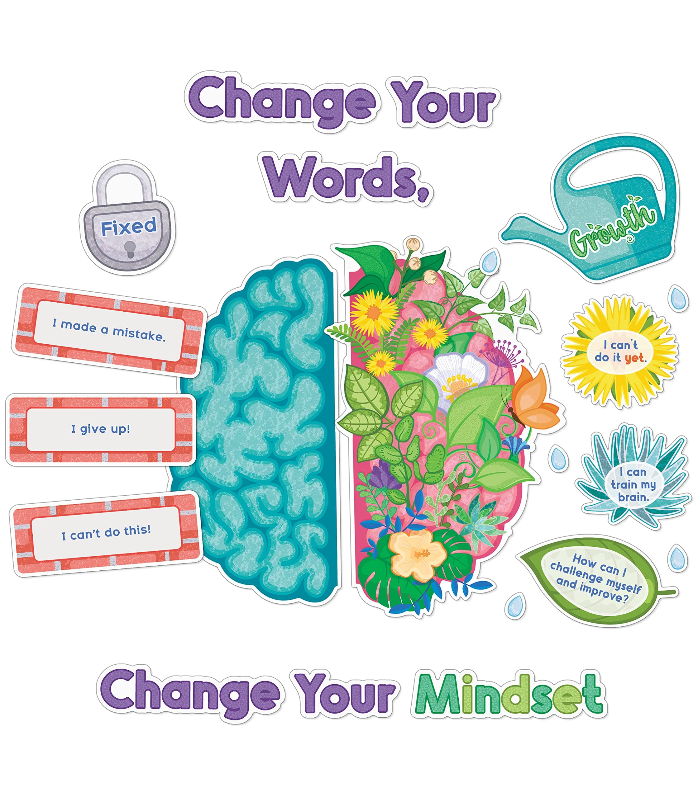 Carson Dellosa 47 pc Bloom With a Growth Mindset Bulletin Board Set, Motivati...