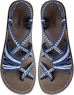Capana Woven Women's Flat Sandals - Strappy Braided Sandals, Beach Sandals for Women Dressy Summer, Rope Bohemian Sandals, Spring Casual Womens Shoes, Comfy Boho Flats for Teen Girls – Banyan