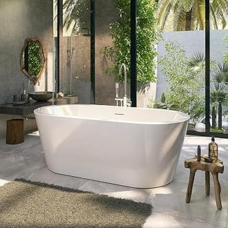 64" Acrylic Free Standing Tub, Stand Alone Tub, Freestanding Bathtub, Soaking Bathtub, cUPC Certified, LT(Glossy White)