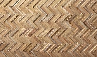 3D Reclaimed Teak Wood Wall Panels - Herringbone UltraWood Wall Covering for Feature Walls - Modern Zig-Zag Wallpaper Alternative - Easy DIY Installation - 16-Pack