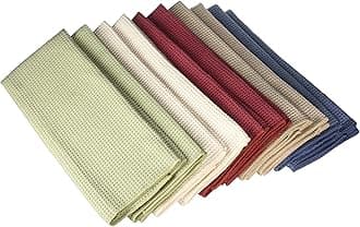 Microfiber Waffle Weave Kitchen Towels, Fast Dry, Lint-Free, Super Absorbent, Reusable Dish Towels, Multi-Color Set for Drying, Polishing, and Cleaning, 16x28 Inches, 10-Pack