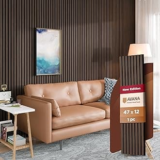 Avana Modern Acoustic Wood Wall Panels – 47.2X12.6 Inch Dark Walnut Acoustic Panels 1 PC – Wall Panels For Interior Wall Decor For Homes, Offices, Studios – Sturdy And Durable Wood Panels For Wall