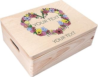 Creative Deco Personalised Any Text Gifts for Women, Men, Girls or Boys | Unique Wish Custom Gift Box | Customised Wooden Storage Box with Hinged Lid | Perfect as a Keepsake or Decoration