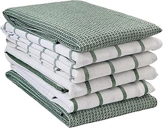 LANE LINEN Kitchen Towels Set - Pack of 12 Cotton Dish Towels for Drying Dishes, 18”x 28”, Premium Hand Towels, Tea Towel, Quick Drying Kitchen Towel Set - Olive