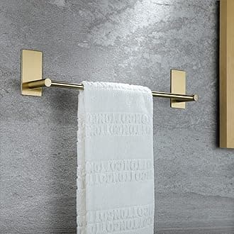 Taozun Golden Towel Bar Set- Self Adhesive Towel Holder + 2 Packs Towel Hooks...