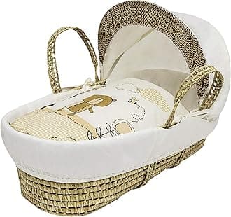 ELEGANT BABY Beary Nice Cream Moses Basket Bedding Set Dressing Cover and Hood only with Padded Liner (Basket & Fittings not Included)