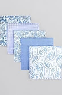 SHLAX&WING 5 Pieces Assorted Mens Silk Pocket Square Handkerchiefs Set 33