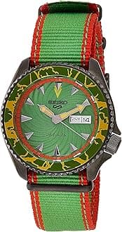 Seiko Leather Analog Green Dial Men Watch-Srpf23K1, Bandcolor-Green