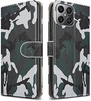 PIXFAB For Honor X8 5G / Honor X6 4G Leather Phone Case, Magnetic Closure Full Protection Book Folio Design, Wallet Case Cover [Card Slots] and [Kickstand] For Honor X8 5G / X6 4G - Camouflage