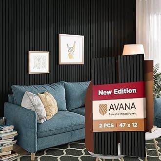 Avana Modern Acoustic Wood Wall Panels – 47.2 X 12.6 Inch Black Oak Acoustic Panels Set Of 2 – Wall Panels For Interior Wall Decor For Homes, Offices, Studios – Sturdy And Durable Wood Panels For Wall