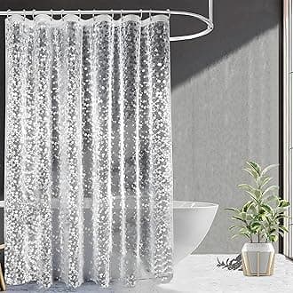 KUBER INDUSTRIES 0.20mm PVC Shower Transparent Curtain in Coin 3D Design (Width-54 Inches X Height-84 Inches) 7 Feet (C0831), Standard