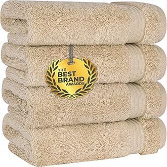 Cotton Paradise Hand Towels for Bathroom, 100% Cotton Turkish 4 Piece Hand Towel Set, Soft Absorbent Face Towels Clearance Set, Beige Hand Towels