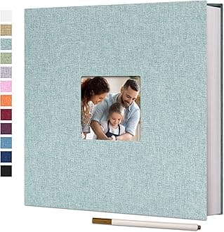 Vienrose Large Photo Album Self Adhesive for 4x6 8x10 Pictures Linen Scrapbook Album DIY 40 Blank Pages with A Metallic Pen