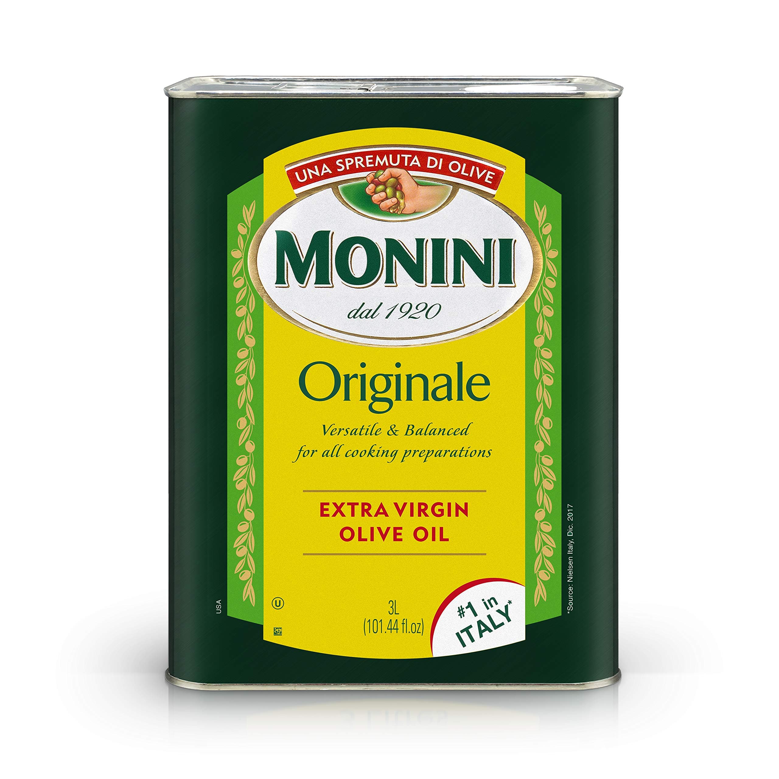 Monini Premium Monini Extra Virgin Olive Oil, Originale Versatile & Balanced, Can, 101.4oz (3L)