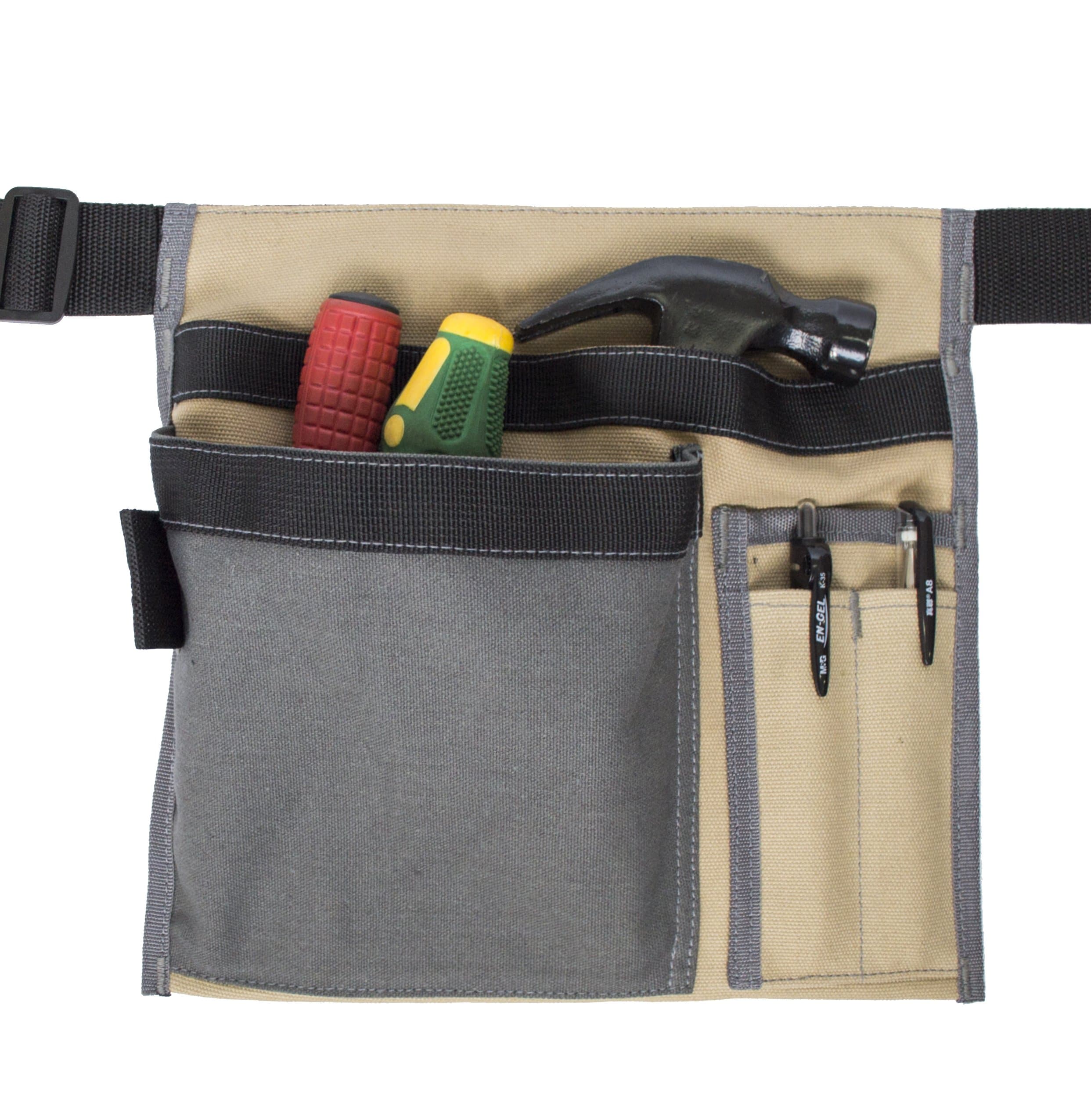Tool Pouch MDSTOP Single Side Apron with 5 Pockets and 1 Hammer Loop, Fits for Hammer, Pencils, Screwdrivers etc. (Khaki)