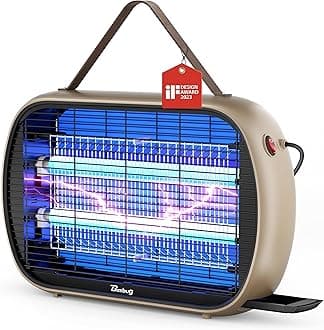 Buzbug Fly Zapper Indoor for 5000 Sq. Ft., 2 Extra Replacement Bulbs, 20W Instant Electric Insect Fly Killer, Mosquito Fly Trap for Home Kitchen Restaurant Patio Office -MA015 (Khaki)