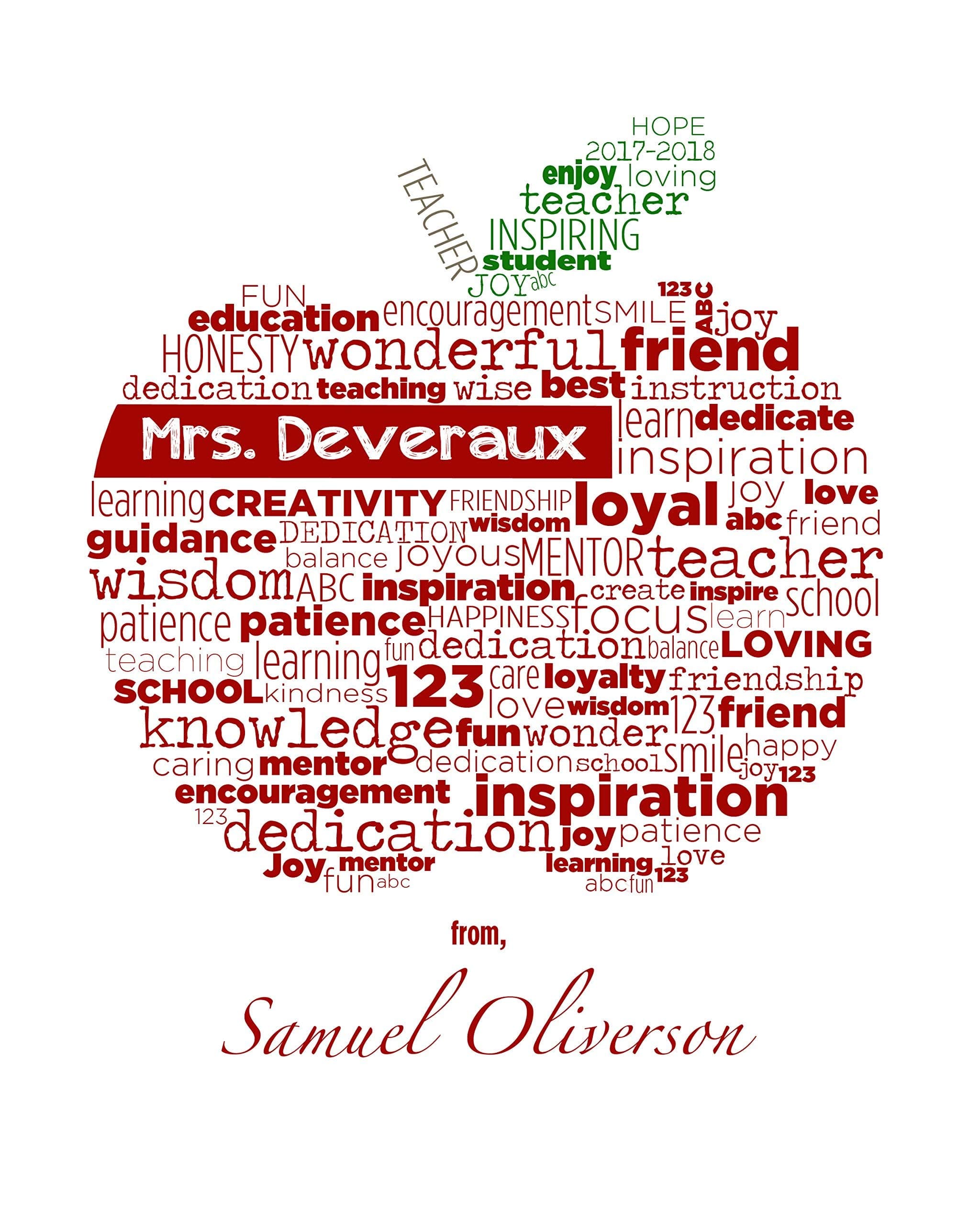 Custom Teacher Gift - Personalized unique gift for teachers - Apple