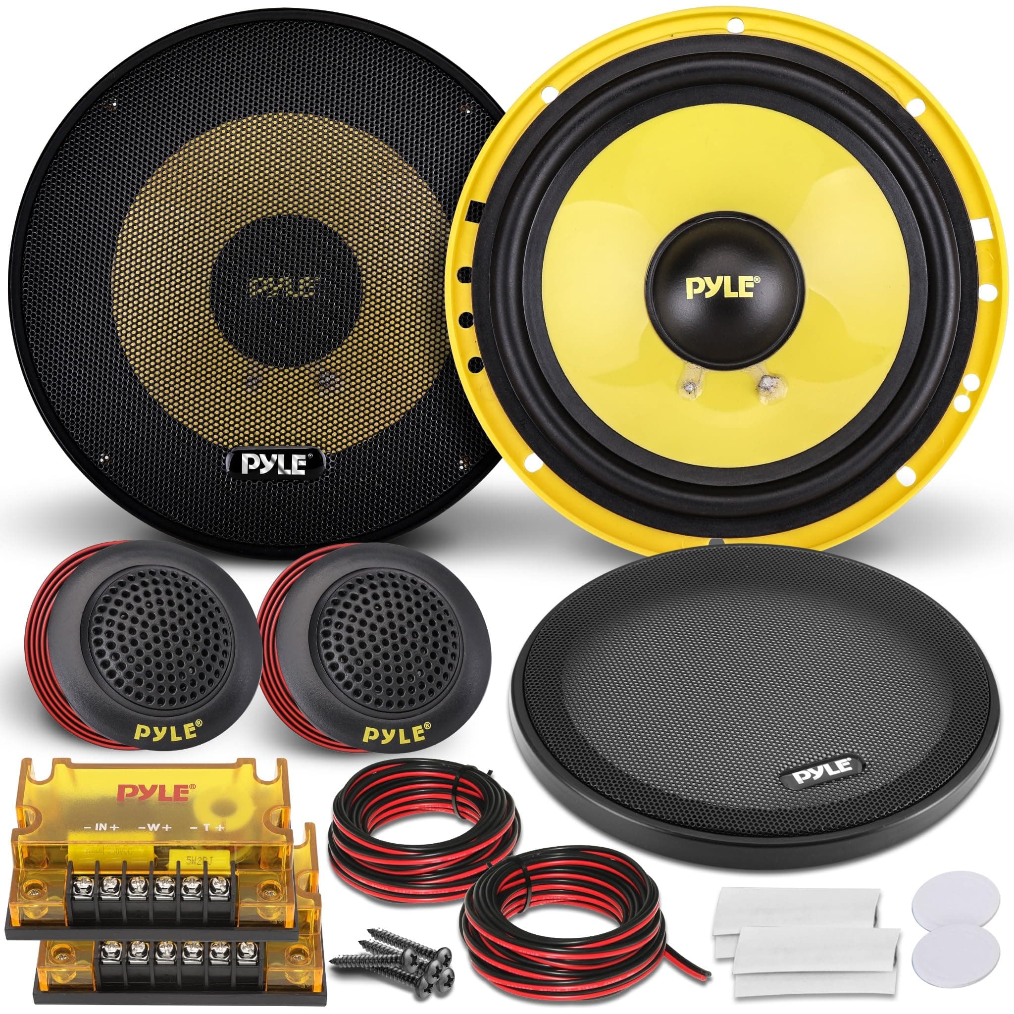 2Way Custom Component Speaker System 6.5" 400 Watt with Electroplated Plastic Basket, Butyl Rubber Surround & 40 Oz Magnet Structure Wire Installation Hardware Set Included Pyle PLG6C