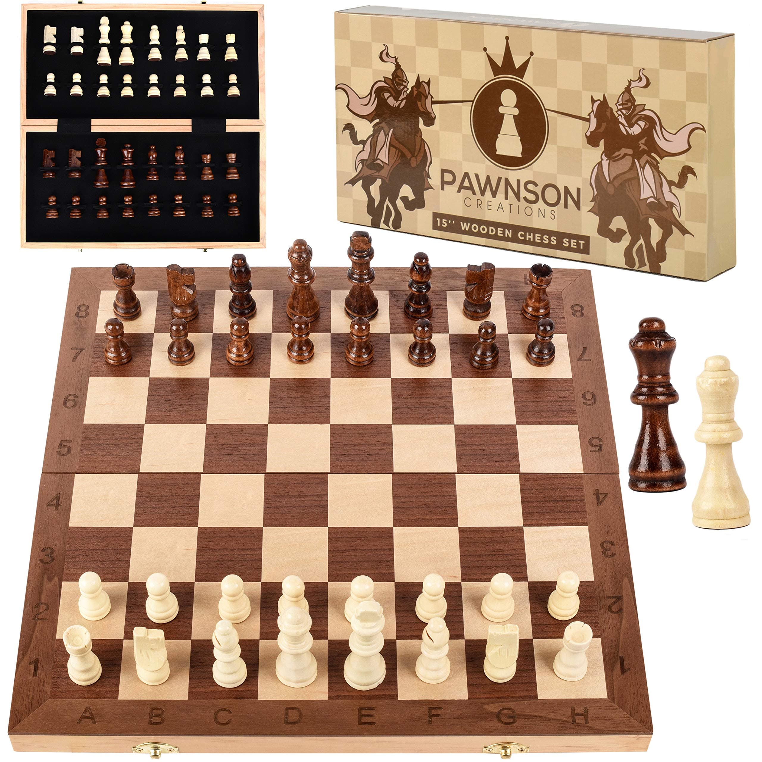 15"x15" Wooden Chess Set