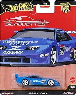 Premium Car Culture Collectible Toy Car, 1:64 Scale Die-Cast Nissan 300GTX IMSA GTS, Silhouettes Vehicle with Real Riders Tires