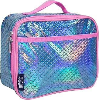 Wildkin Kids Insulated Lunch Box – Durable and Reusable for School & Travel - Mermaid Scales