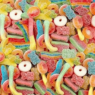 Sour Gummy Candy Mix | 2-Pound Pack | Chewy Gummies for Easter Candy Buffets, Goodie Bags & Dessert Decorating | Belts, Peach Rings, Watermelon Wedges, Worms, Bears | Bulk Gummies