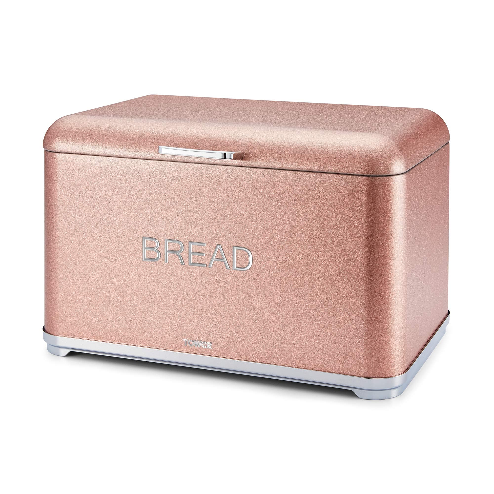 T826014R Kitchen Bread Bin, Glitz Range, Coated Steel with Chrome Accents, Blush Pink, One Size