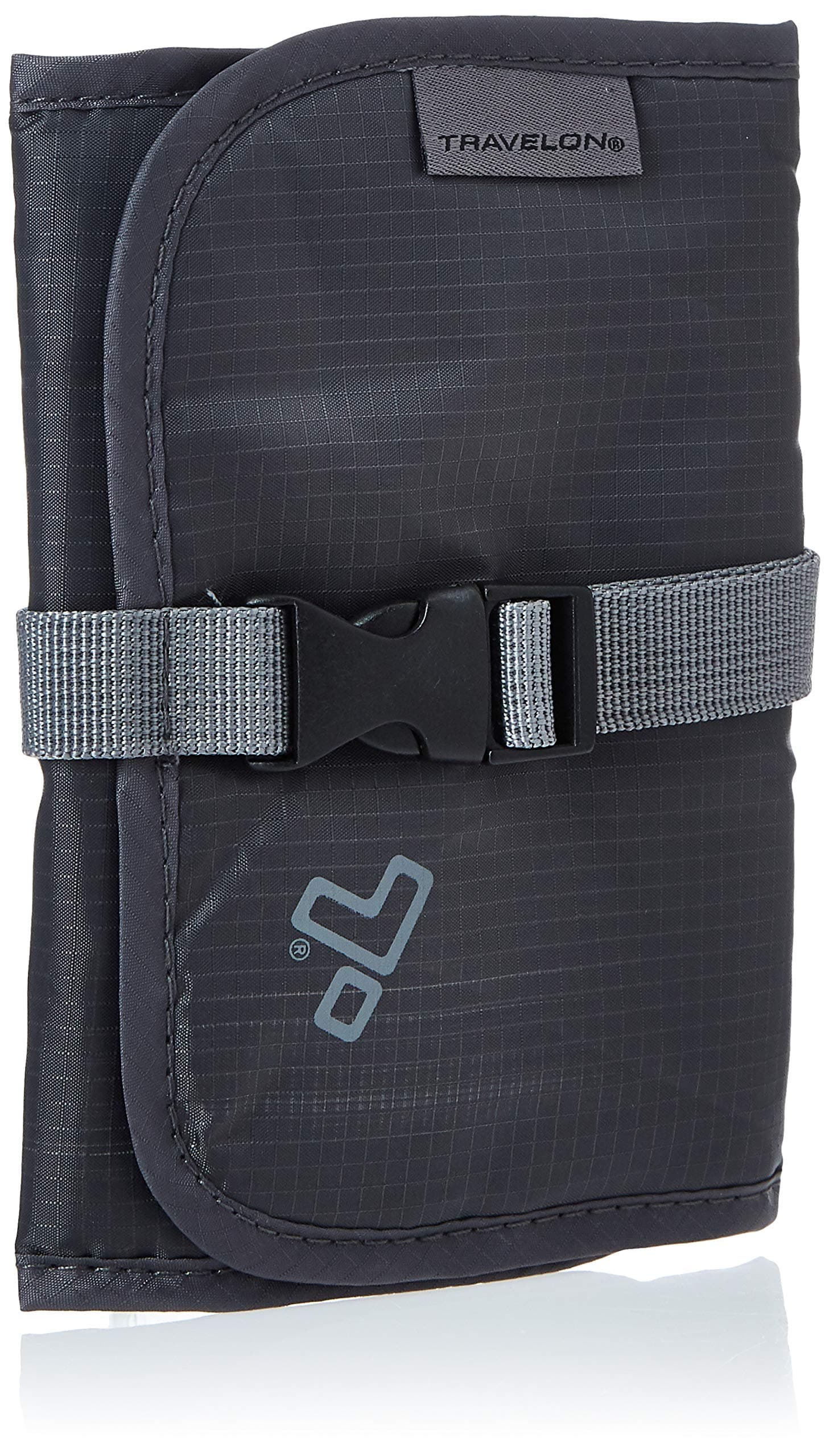 Tech Accessory Organizer, Charcoal, OPEN 13.75 x 6.5 x .1 CLOSED 6.5 x 5 x 1, Travelon Tech Accessory Organizer