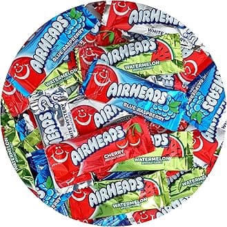 Airheads Candy Mini Bars, Assorted Flavors, 2 Pounds (Approx. 70 Pieces) Airheads Bulk Bag, Individually Wrapped Candy, Mini Airheads