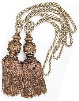 A Pair of Elegant Tassels Drapery Tiebacks for Window Home Decoration (Antique Copper L)