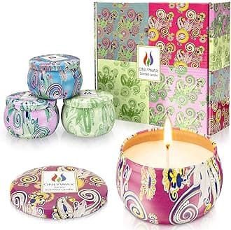 4 x 125 Grams Scented Candles, Soy Wax Aromatherapy Candle Gift Set for Women, Rose, Lavender, Vanilla, Lemongrass