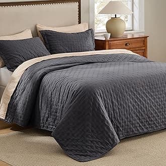 Quilts Queen Size - Charcoal Bedspread Queen Size & Lightweight Comforter, Modern Coverlet with Clover Pattern, Ultra Soft All-Season Bedding, 90 x 96 Inches