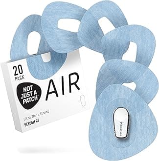 Not Just A Patch Air (20 Pack) - CGM Dexcom G6 Adhesive Patches with Hole -Thin, Strong and Light, 14 Day Adhesion, Durable Skin Grip Dexcom Patches G6 Sensor Protectors in Blue
