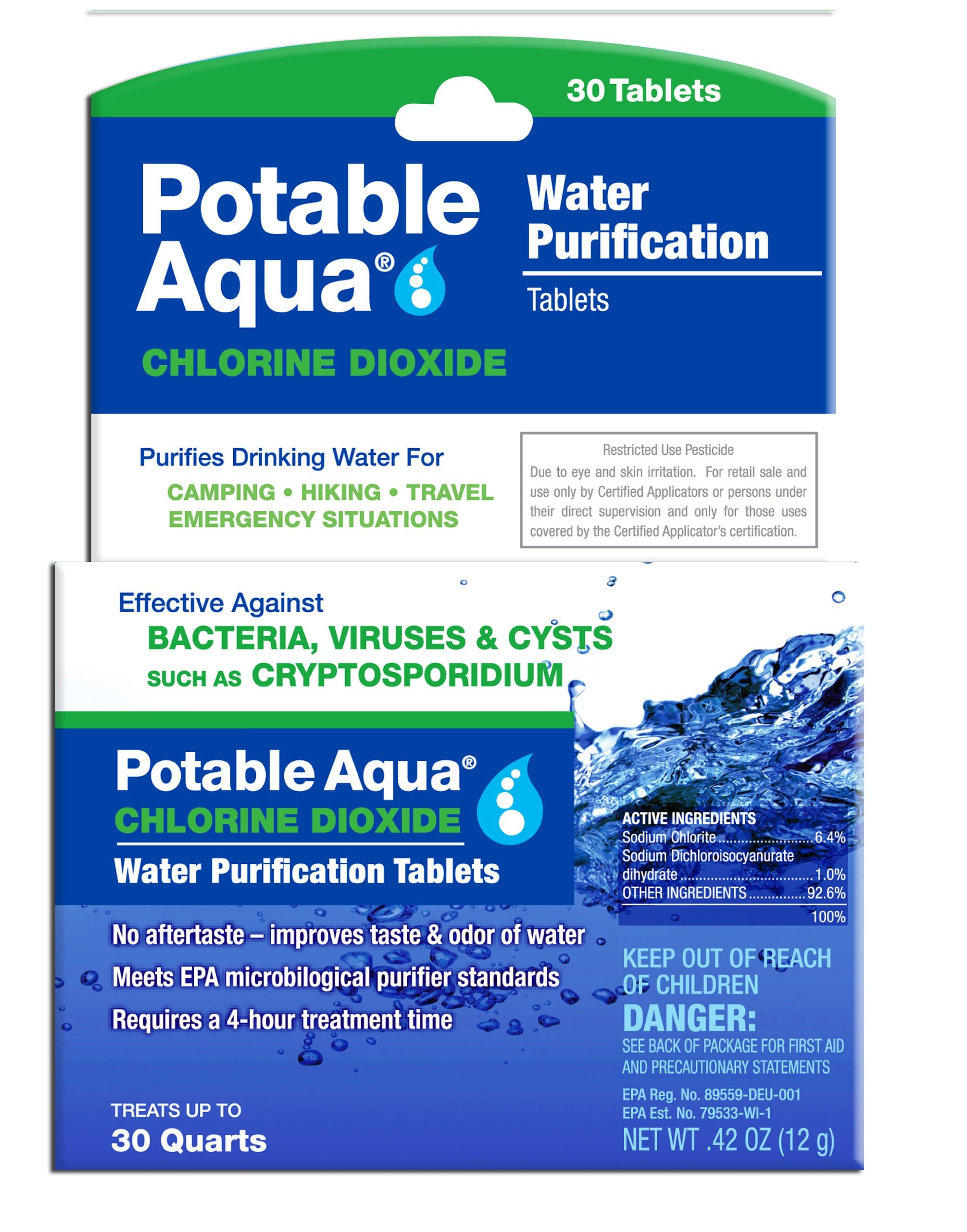 Chlorine Dioxide Water Purification Tablets - 30 Count