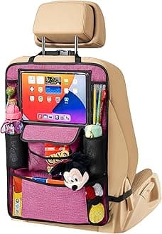 Helteko Car Seat Organizer, Ultra Version Kids Backseat Car Organizers and Storage, Waterproof Back Seat Protector Kick Mats with Tablet Holder 12" Car Accessories Interior, Deep Pink 1 Pack