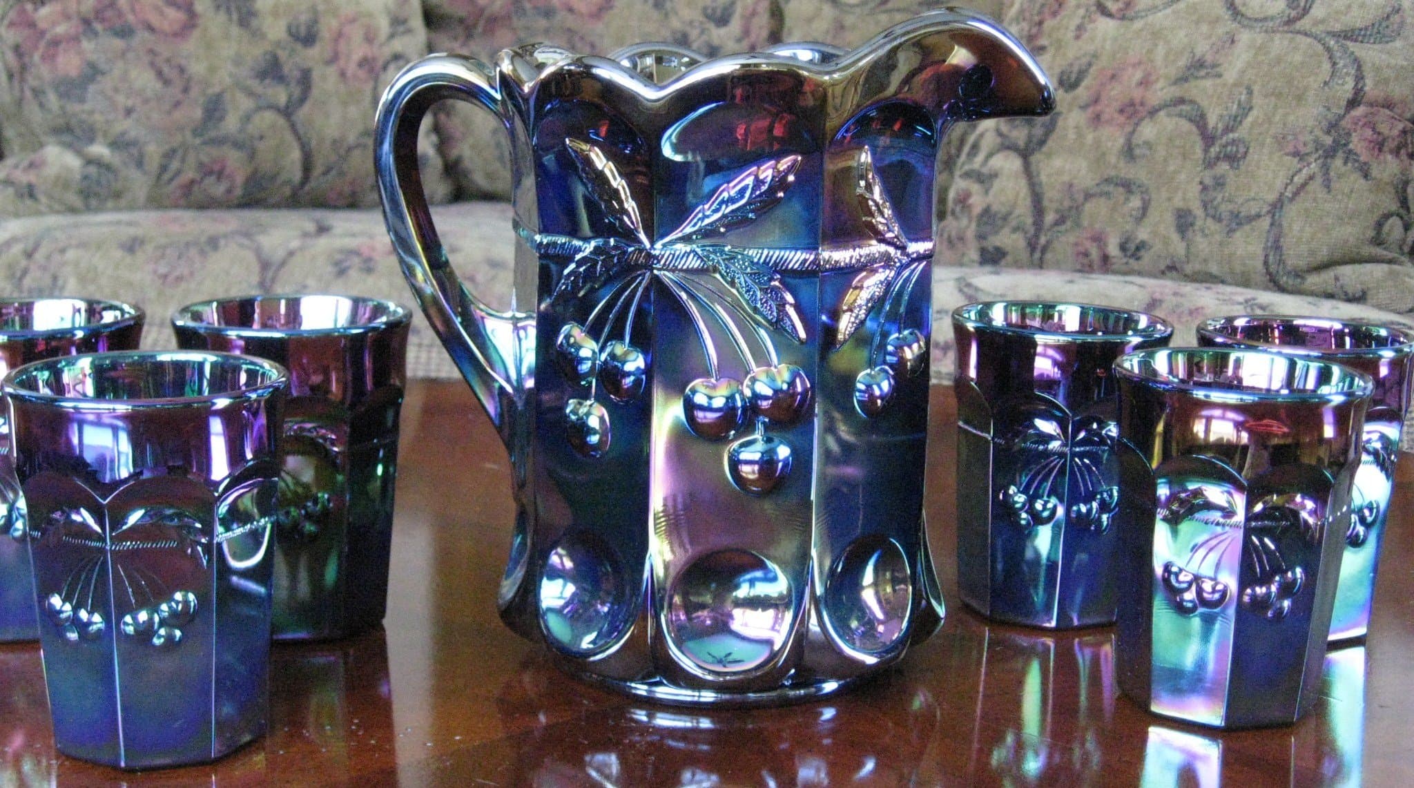 Black Amethyst Carnival Cherry & Cable Pattern 7 Piece Full Size Water Set